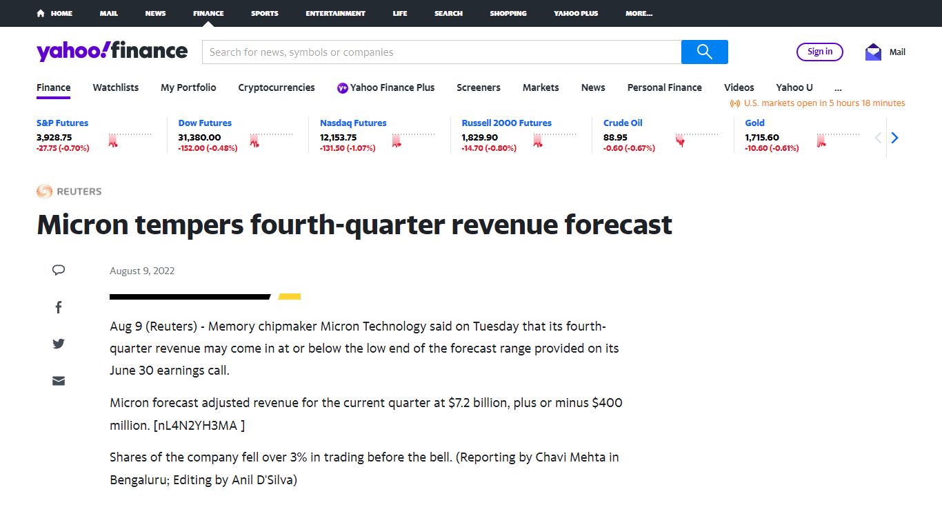 Micron tempers fourth-quarter revenue forecast